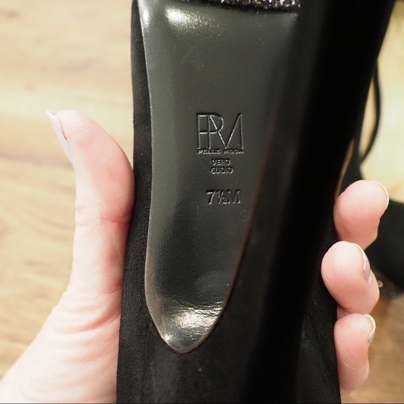 Pelle Moda 7.5 black suede glitter platform heels - Picture 11 of 16